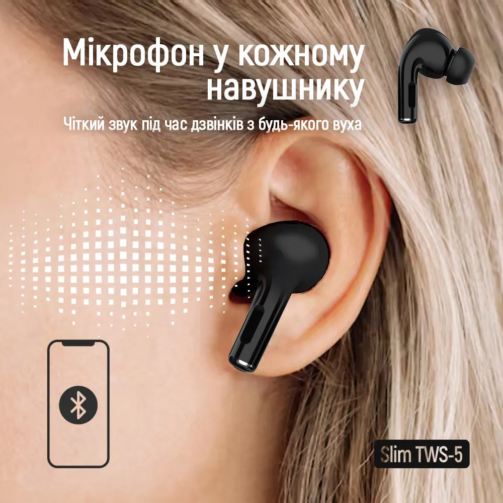 Bluetooth-гарнітура СolorWay Slim TWS-5 Earbuds Black (CW-TWS5BK) - мініатюра 2