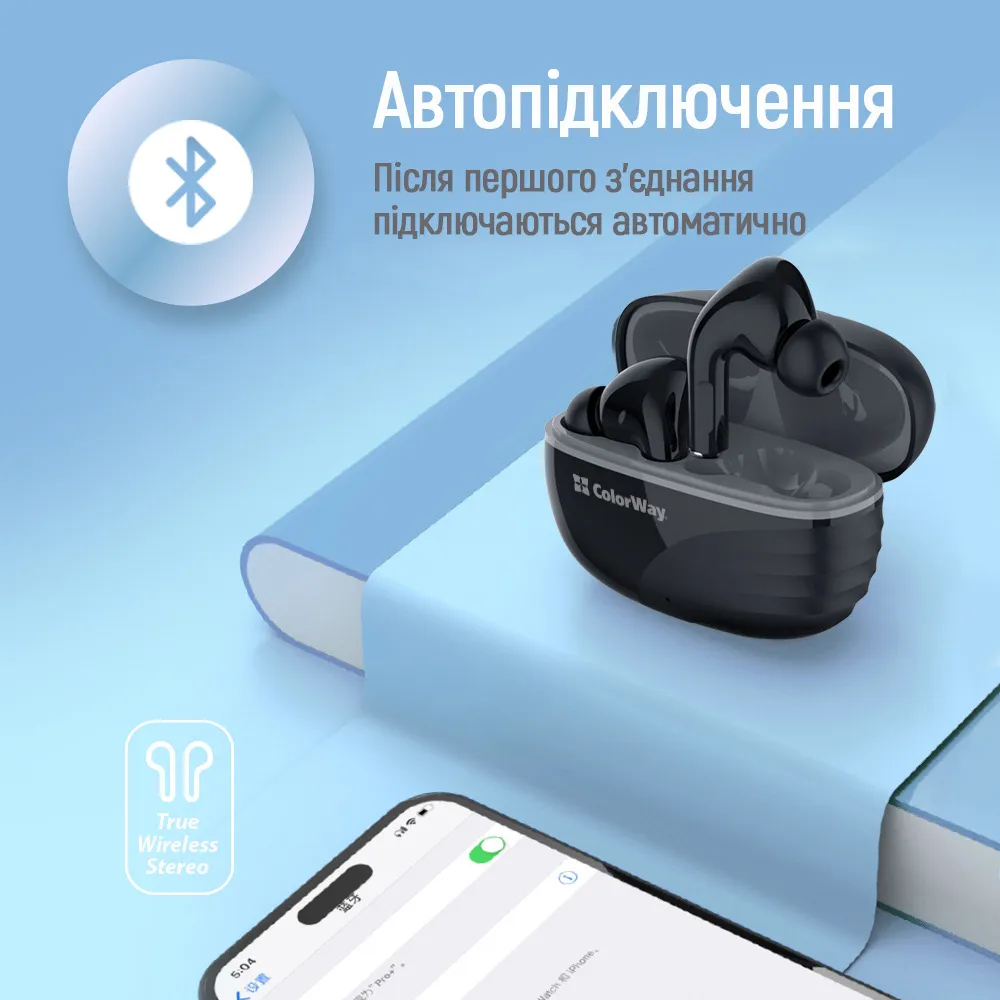 Bluetooth-гарнітура СolorWay Slim TWS-5 Earbuds Black (CW-TWS5BK) - мініатюра 6