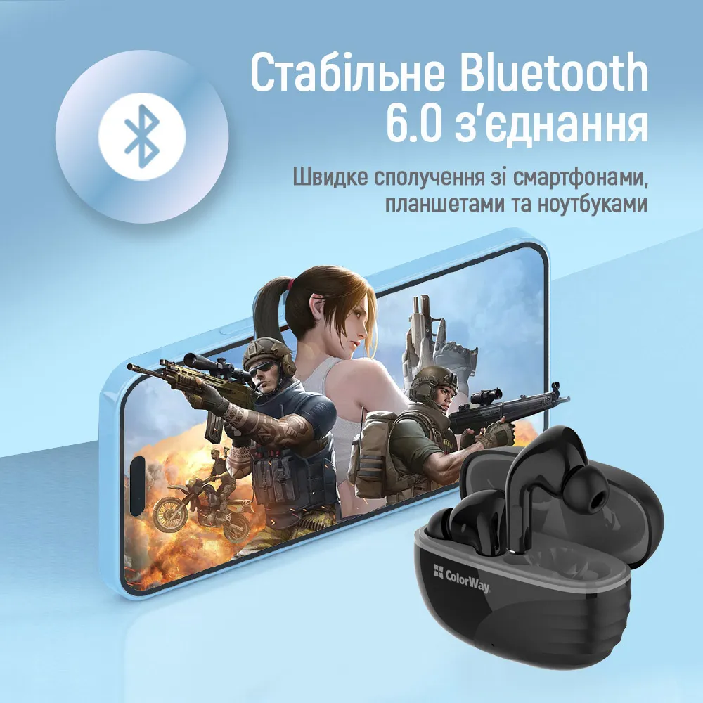 Bluetooth-гарнітура СolorWay Slim TWS-5 Earbuds Black (CW-TWS5BK) - мініатюра 7