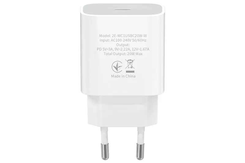 Мережевий зарядний пристрій 2E (1USB 3A) White (2E-WC1USBC20W-W) - мініатюра 2