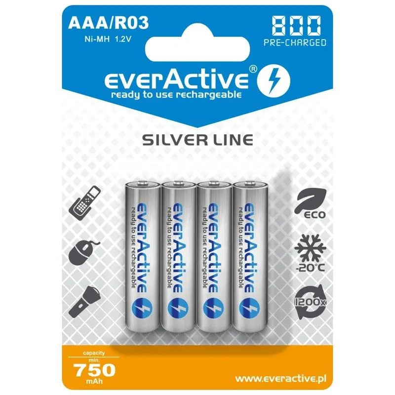 Акумулятор everActive AAA/HR03 Ni-MH 800mAh BL 4шт - зображення 1