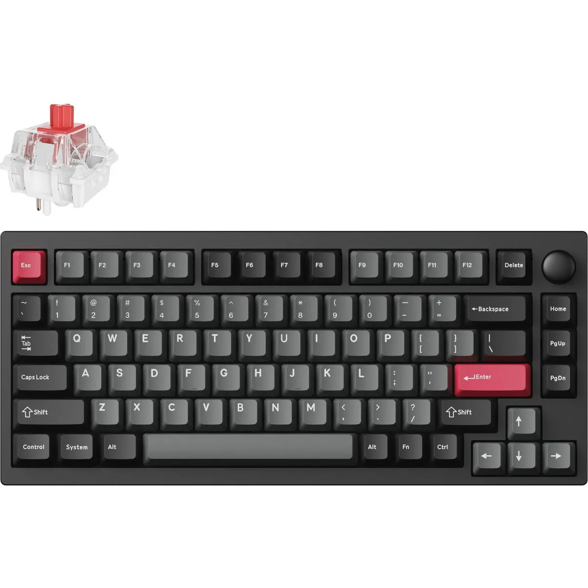 Клавіатура бездротова Lemokey P1 Pro Keychron Super Red Switch UA Carbon Black (P1P-M1-UA) - мініатюра 2
