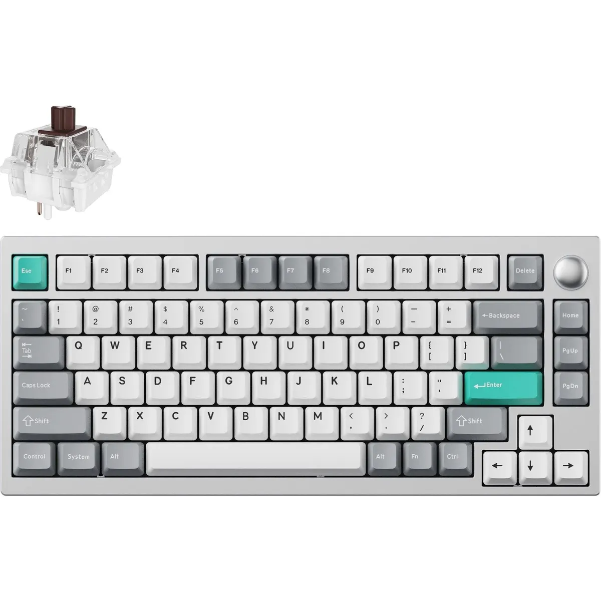 Клавіатура бездротова Lemokey P1 Pro Keychron Super Brown Switch UA Space Silver (P1P-X3-UA) - мініатюра 2