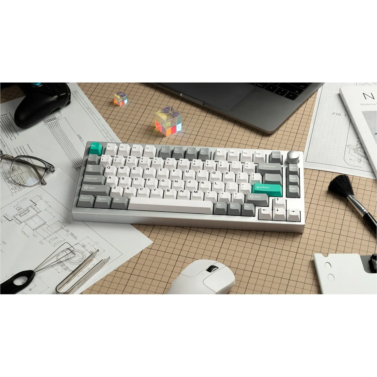 Клавіатура бездротова Lemokey P1 Pro Keychron Super Brown Switch UA Space Silver (P1P-X3-UA) - мініатюра 8