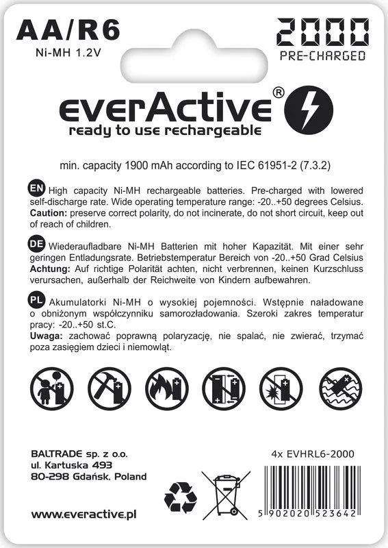 Акумулятор everActive AA/HR06 Ni-MH 2000mAh BL 4шт - зображення 1