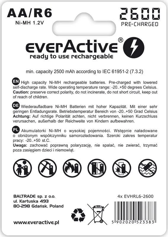 Акумулятор everActive AA/HR06 Ni-MH 2600mAh BL 4шт - зображення 1