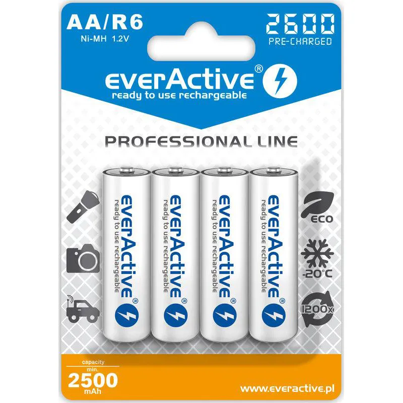 Акумулятор everActive AA/HR06 Ni-MH 2600mAh BL 4шт - мініатюра 2
