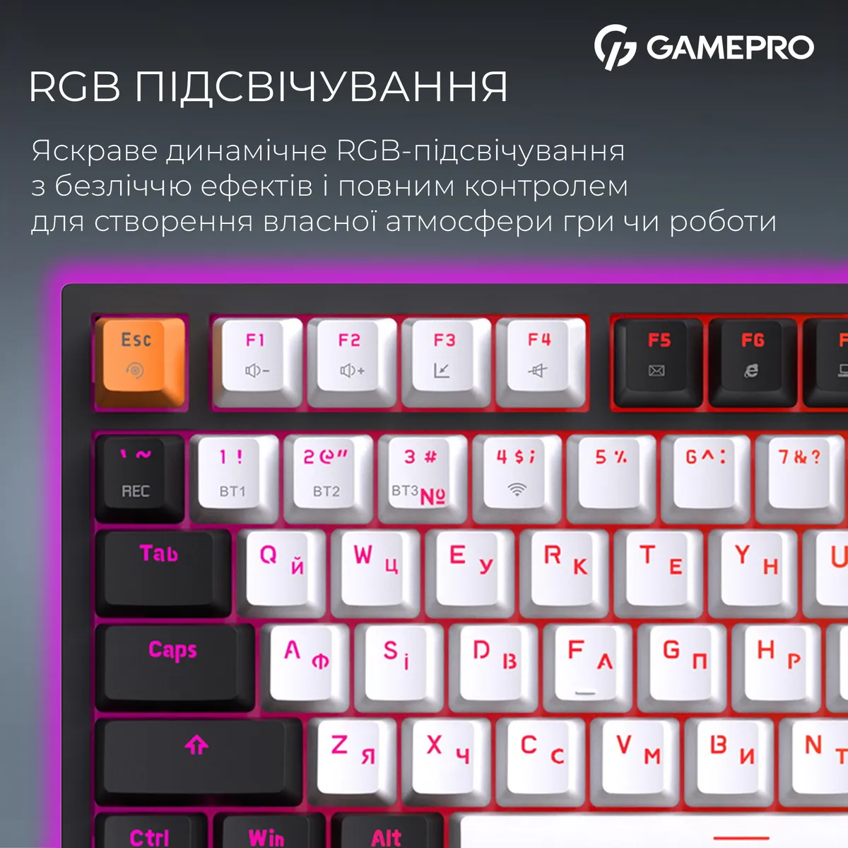 Клавіатура бездротова GamePro Asgard Valhalla QLAB Sakura Switch Black (MK160-B-QS-PRO) - мініатюра 14