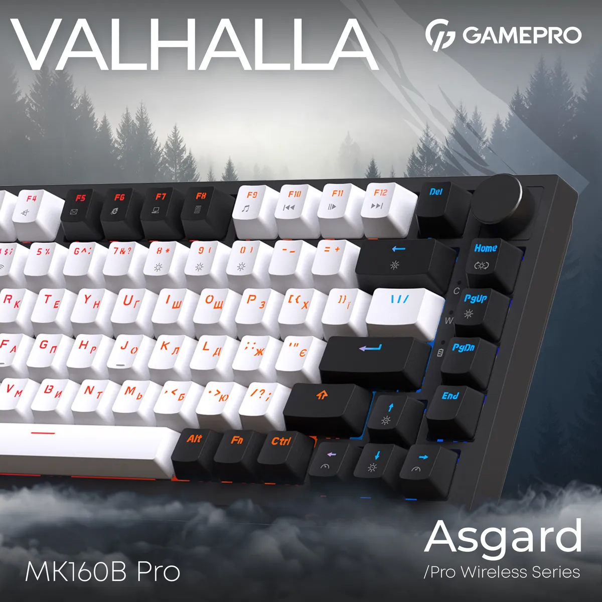 Клавіатура бездротова GamePro Asgard Valhalla QLAB Sakura Switch Black (MK160-B-QS-PRO) - мініатюра 5
