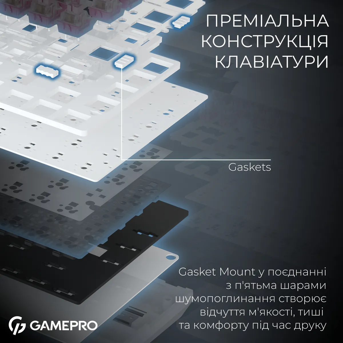 Клавіатура бездротова GamePro Asgard Valhalla QLAB Sakura Switch White With Display (MK160-W-D-QS-PRO) - мініатюра 11