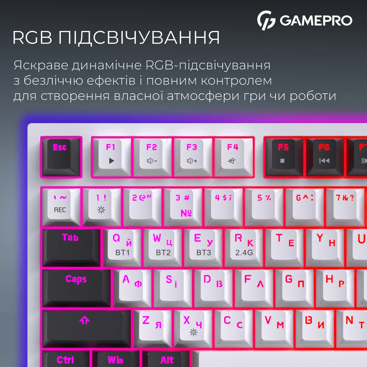 Клавіатура бездротова GamePro Asgard Valhalla QLAB Sakura Switch White With Display (MK160-W-D-QS-PRO) - мініатюра 15