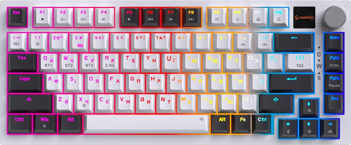 Клавіатура бездротова GamePro Asgard Valhalla QLAB Sakura Switch White With Display (MK160-W-D-QS-PRO) - мініатюра 2