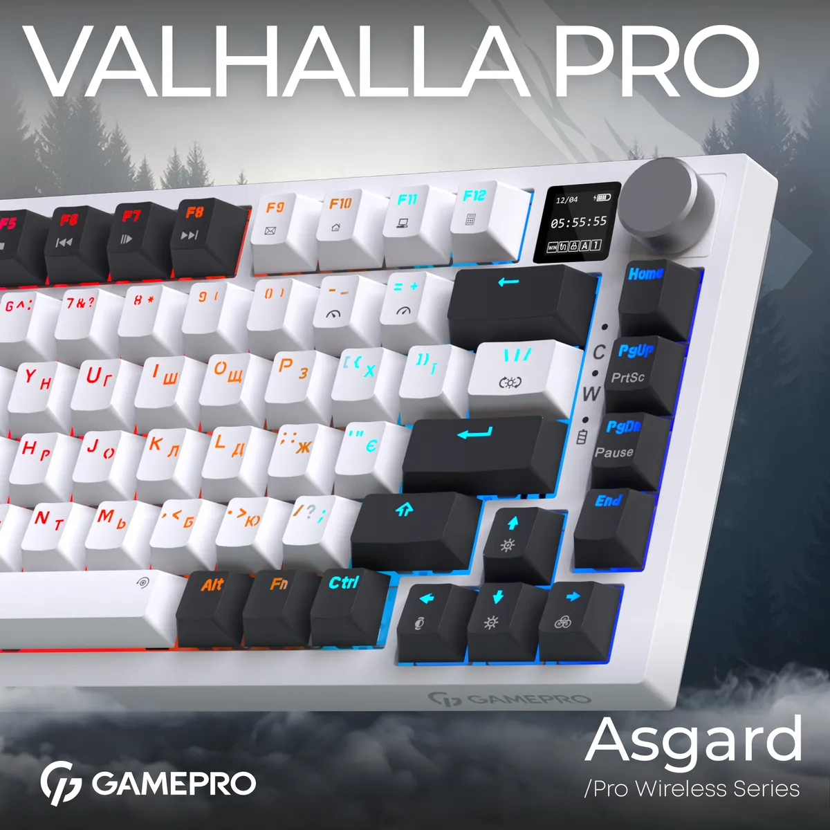 Клавіатура бездротова GamePro Asgard Valhalla QLAB Sakura Switch White With Display (MK160-W-D-QS-PRO) - мініатюра 6
