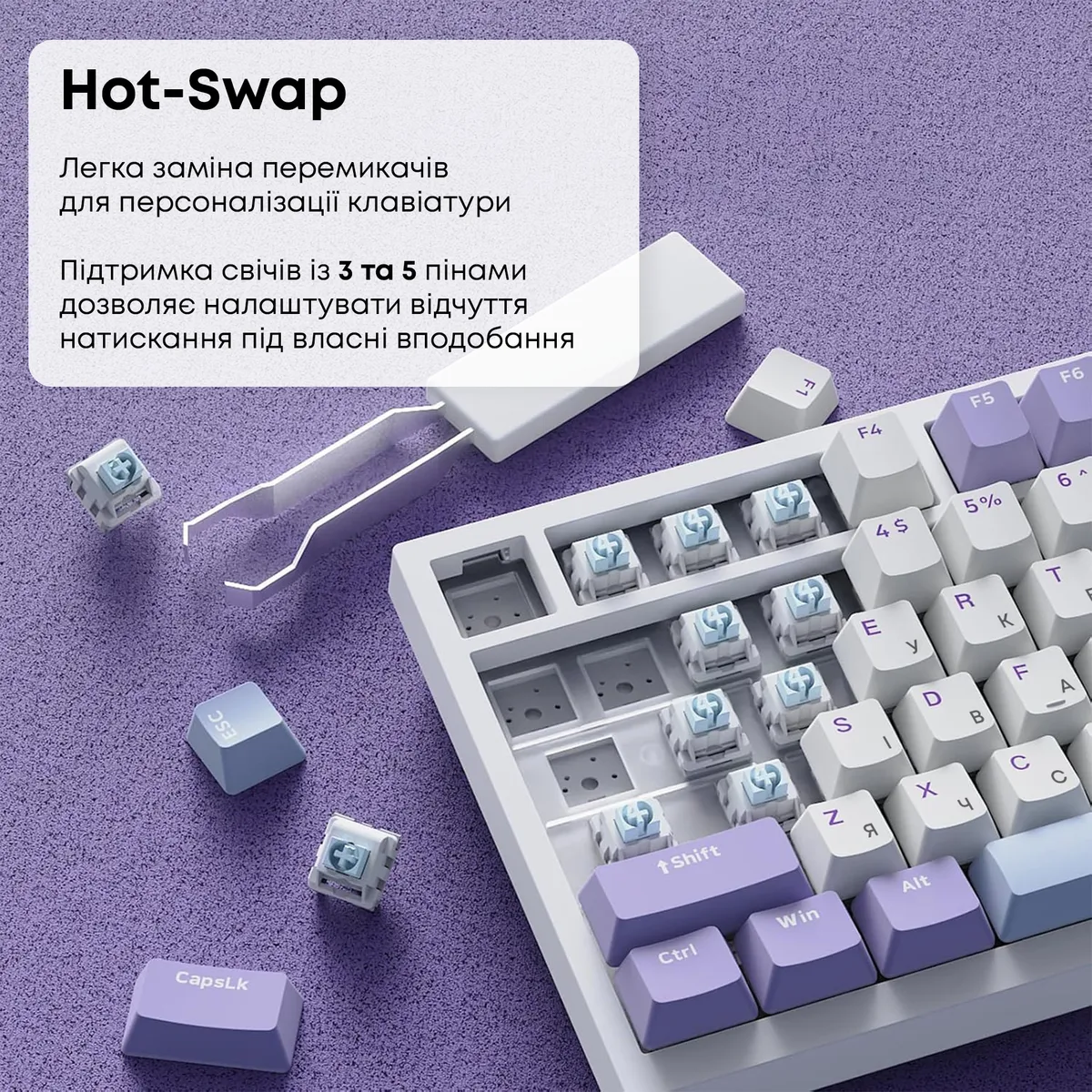 Клавіатура Ajazz AK820 Sea Salt Switch White USB-C (AK820-SS-PWB) - мініатюра 11