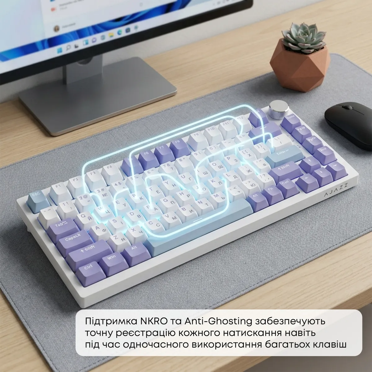 Клавіатура Ajazz AK820 Sea Salt Switch White USB-C (AK820-SS-PWB) - мініатюра 15