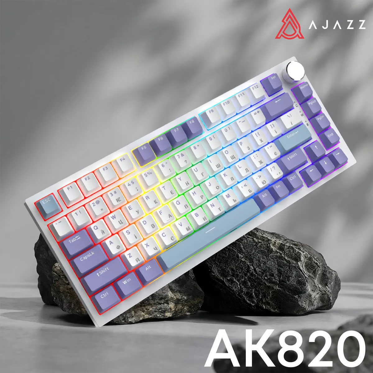 Клавіатура Ajazz AK820 Sea Salt Switch White USB-C (AK820-SS-PWB) - мініатюра 6