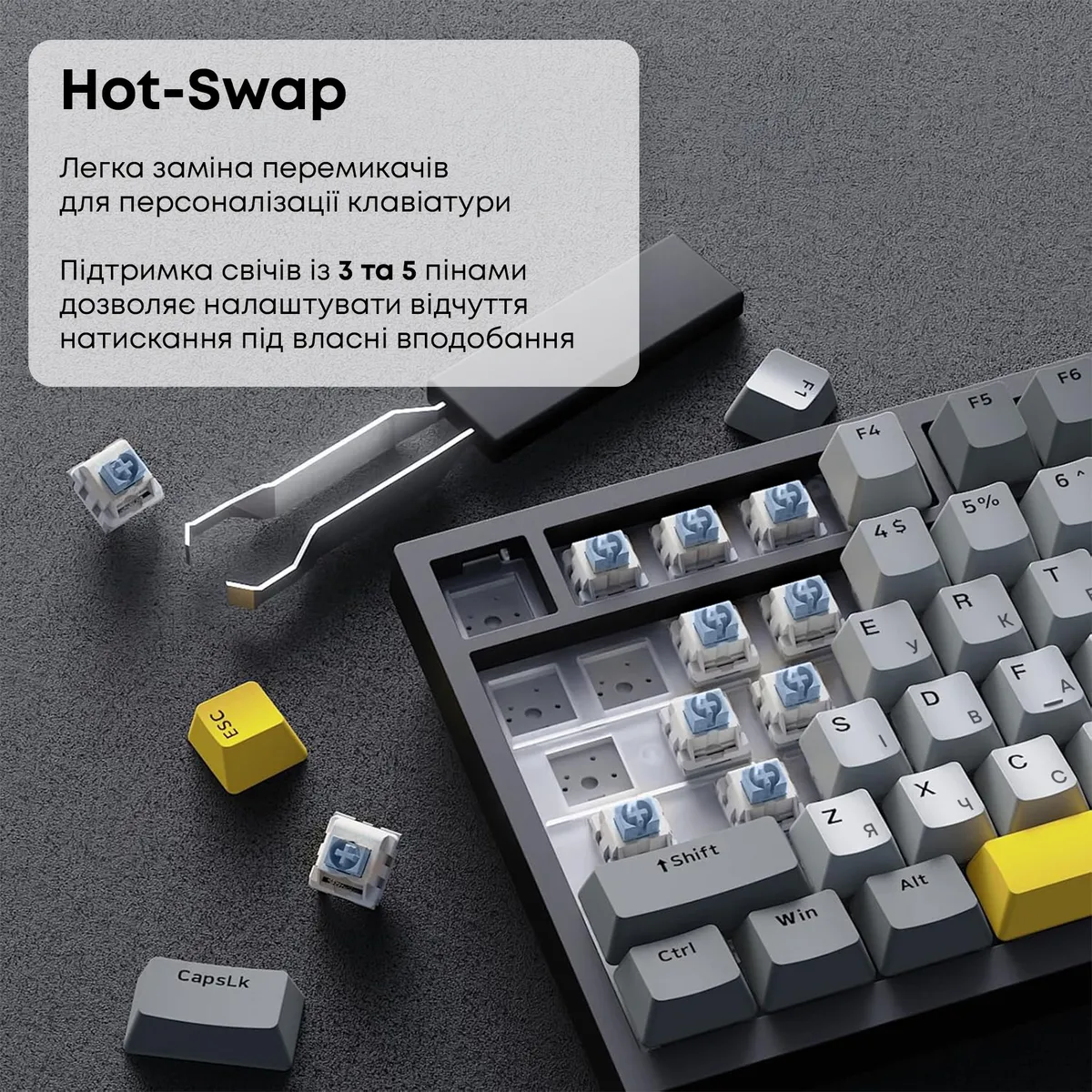 Клавіатура Ajazz AK820 Sea Salt Switch Black USB-C (AK820-SS-BGY) - мініатюра 11