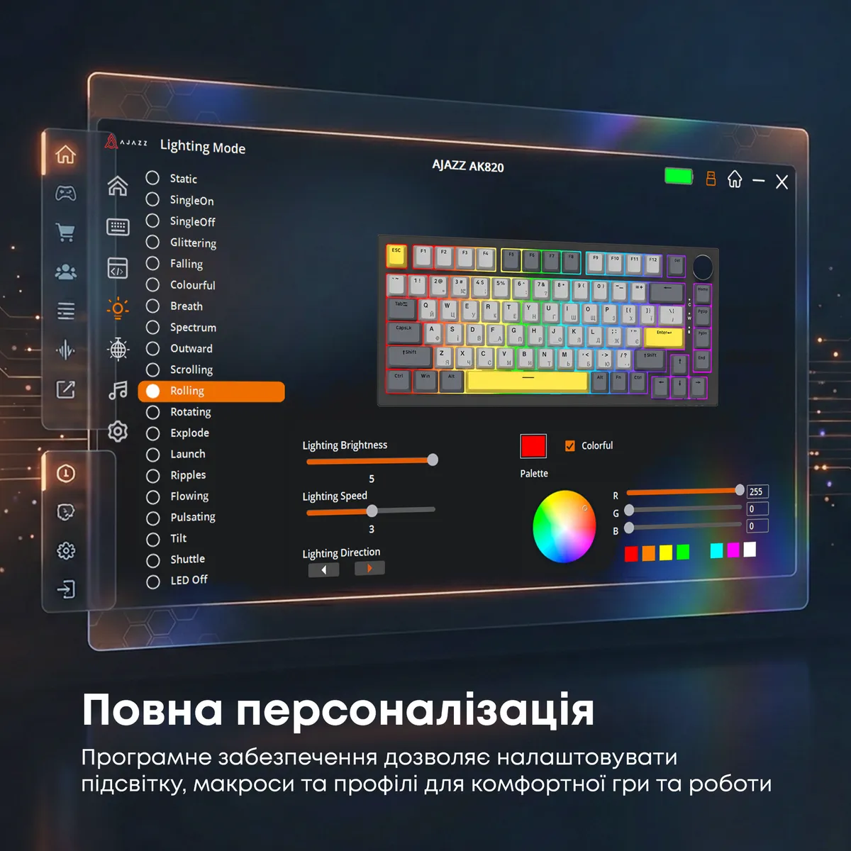 Клавіатура Ajazz AK820 Sea Salt Switch Black USB-C (AK820-SS-BGY) - мініатюра 12