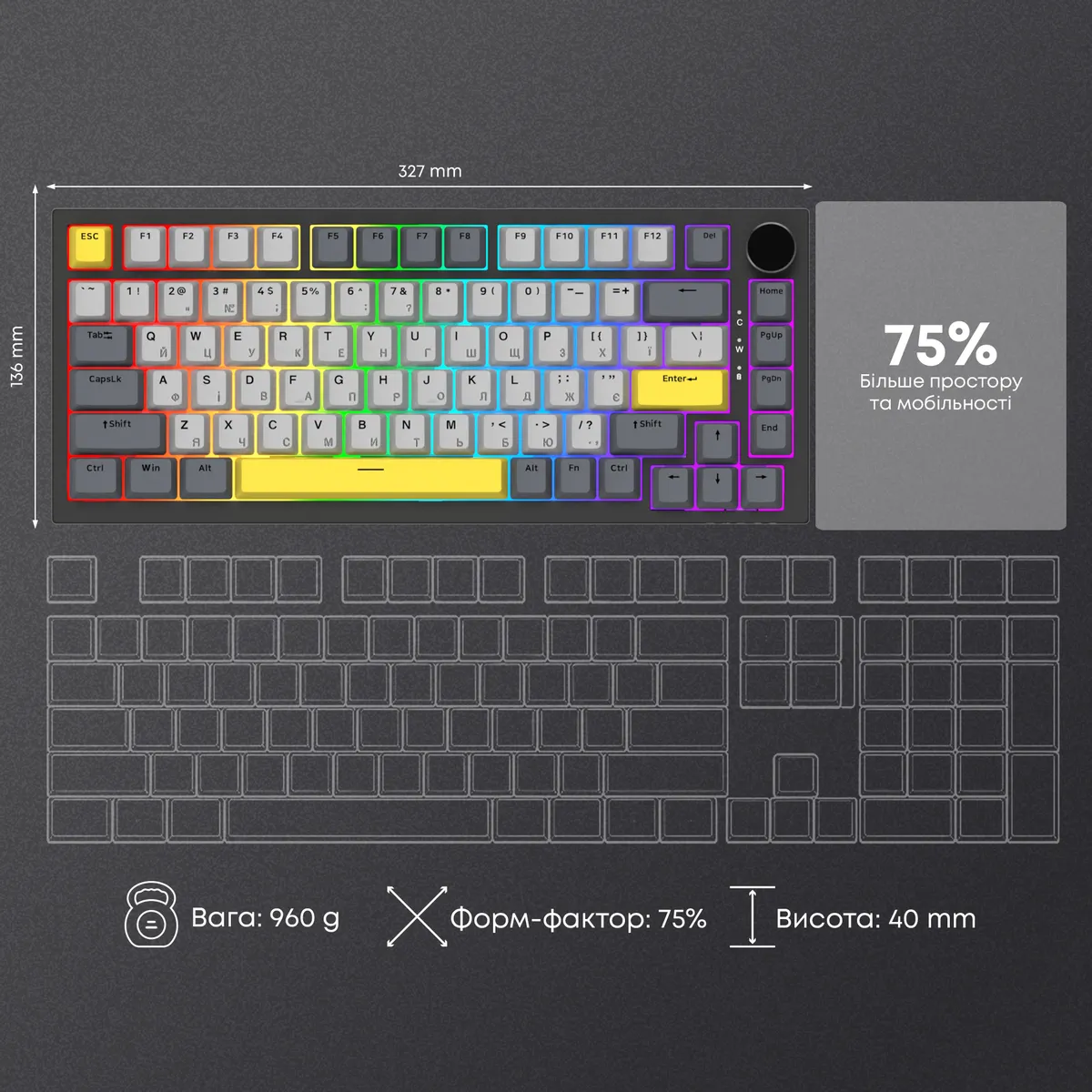 Клавіатура Ajazz AK820 Sea Salt Switch Black USB-C (AK820-SS-BGY) - мініатюра 17
