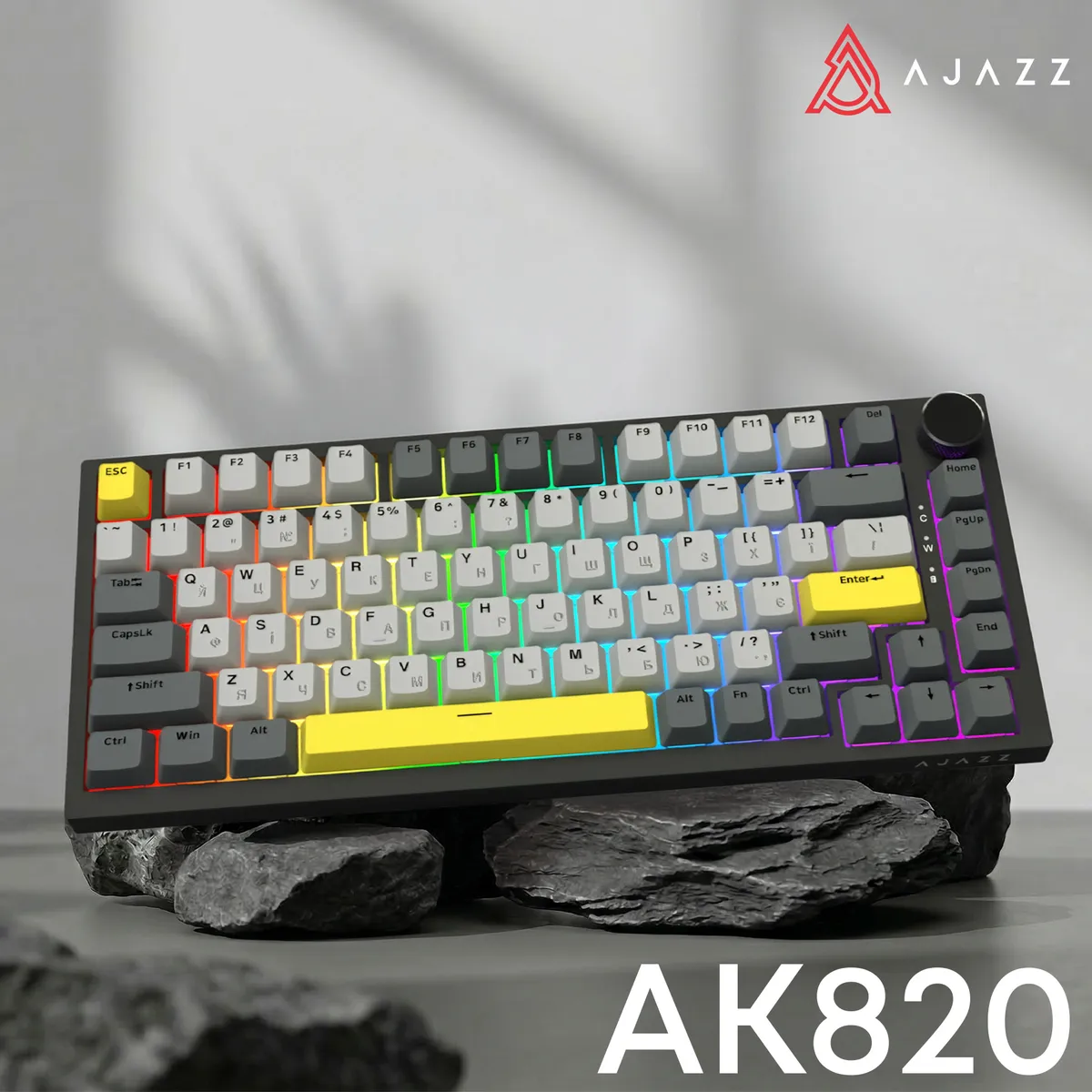 Клавіатура Ajazz AK820 Sea Salt Switch Black USB-C (AK820-SS-BGY) - мініатюра 6