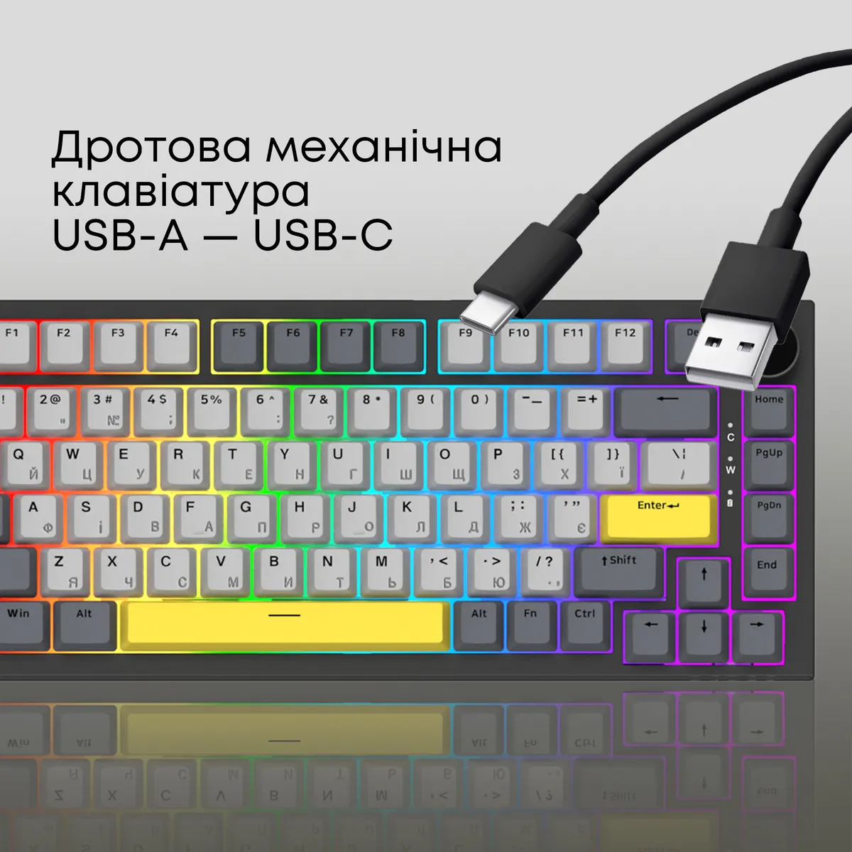Клавіатура Ajazz AK820 Sea Salt Switch Black USB-C (AK820-SS-BGY) - мініатюра 7