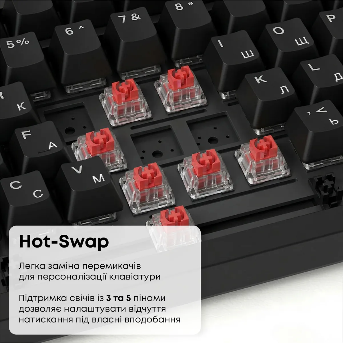 Клавіатура Ajazz AK820 Red Switch Black USB-C (AK820-R-B) - мініатюра 11