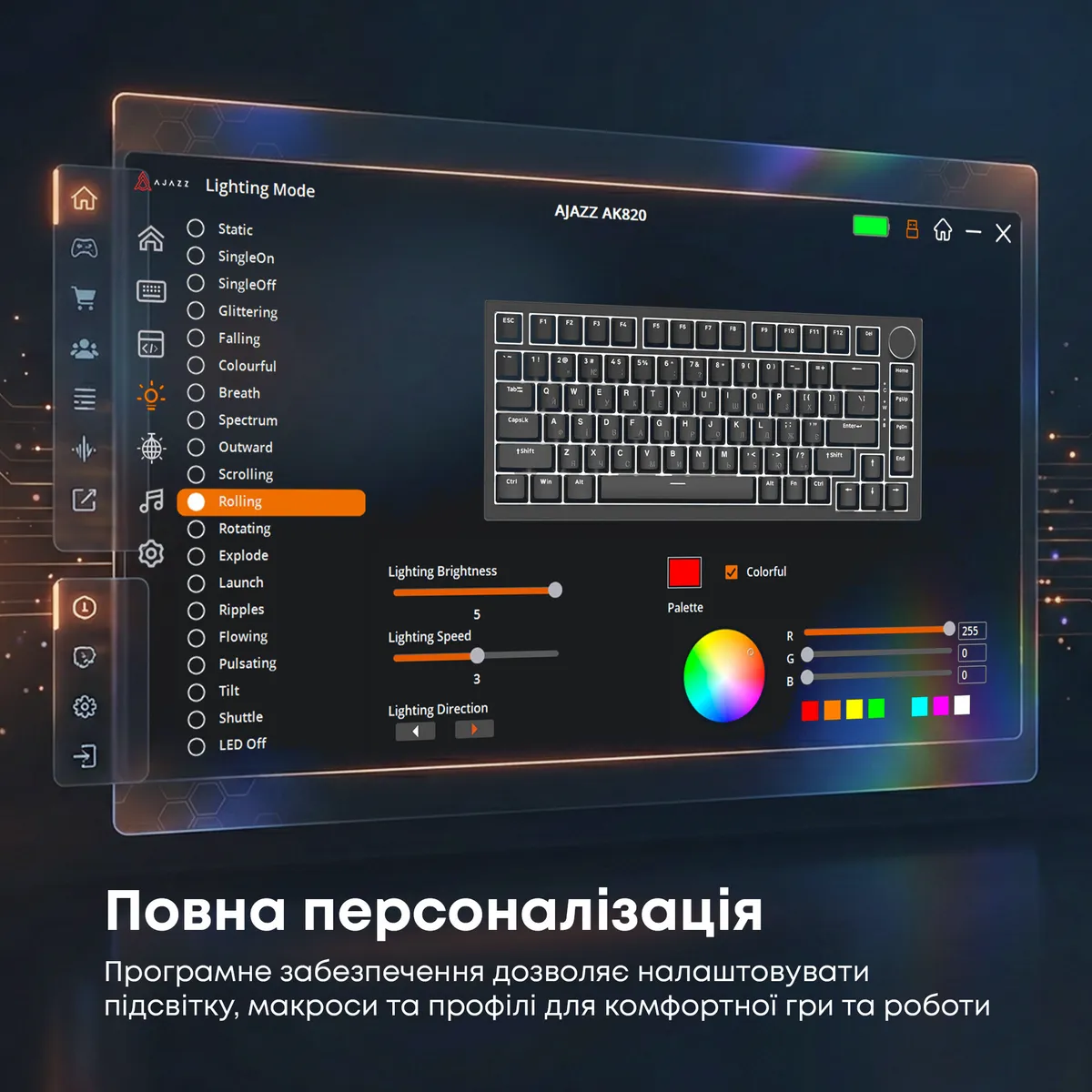 Клавіатура Ajazz AK820 Red Switch Black USB-C (AK820-R-B) - мініатюра 12