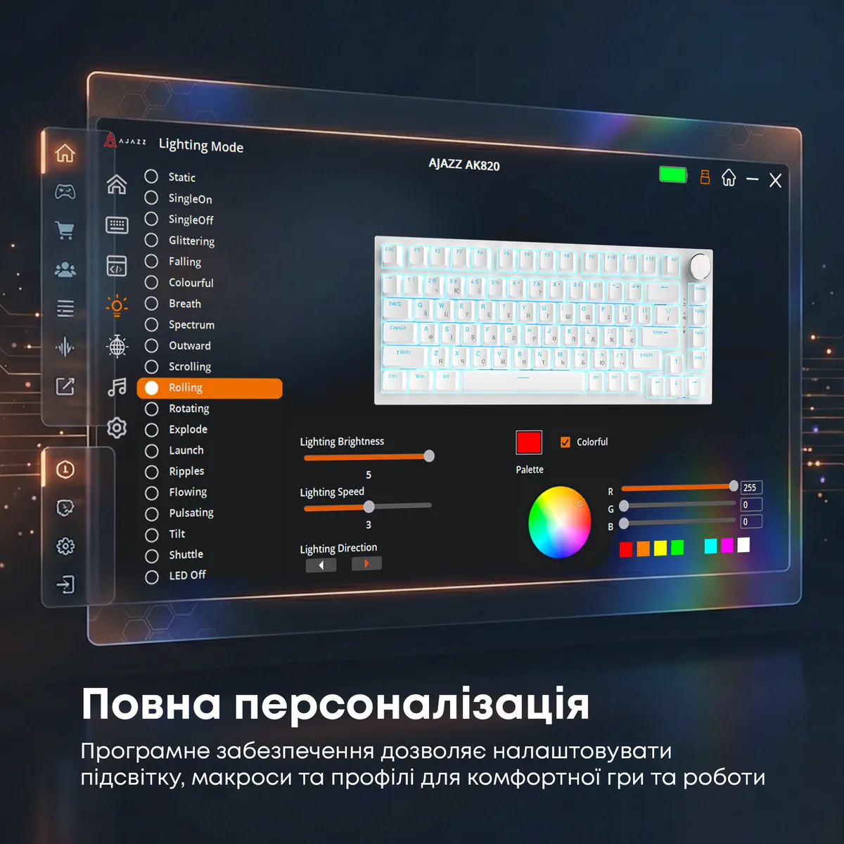 Клавіатура Ajazz AK820 Red Switch White USB-C (AK820-R-W) - мініатюра 12