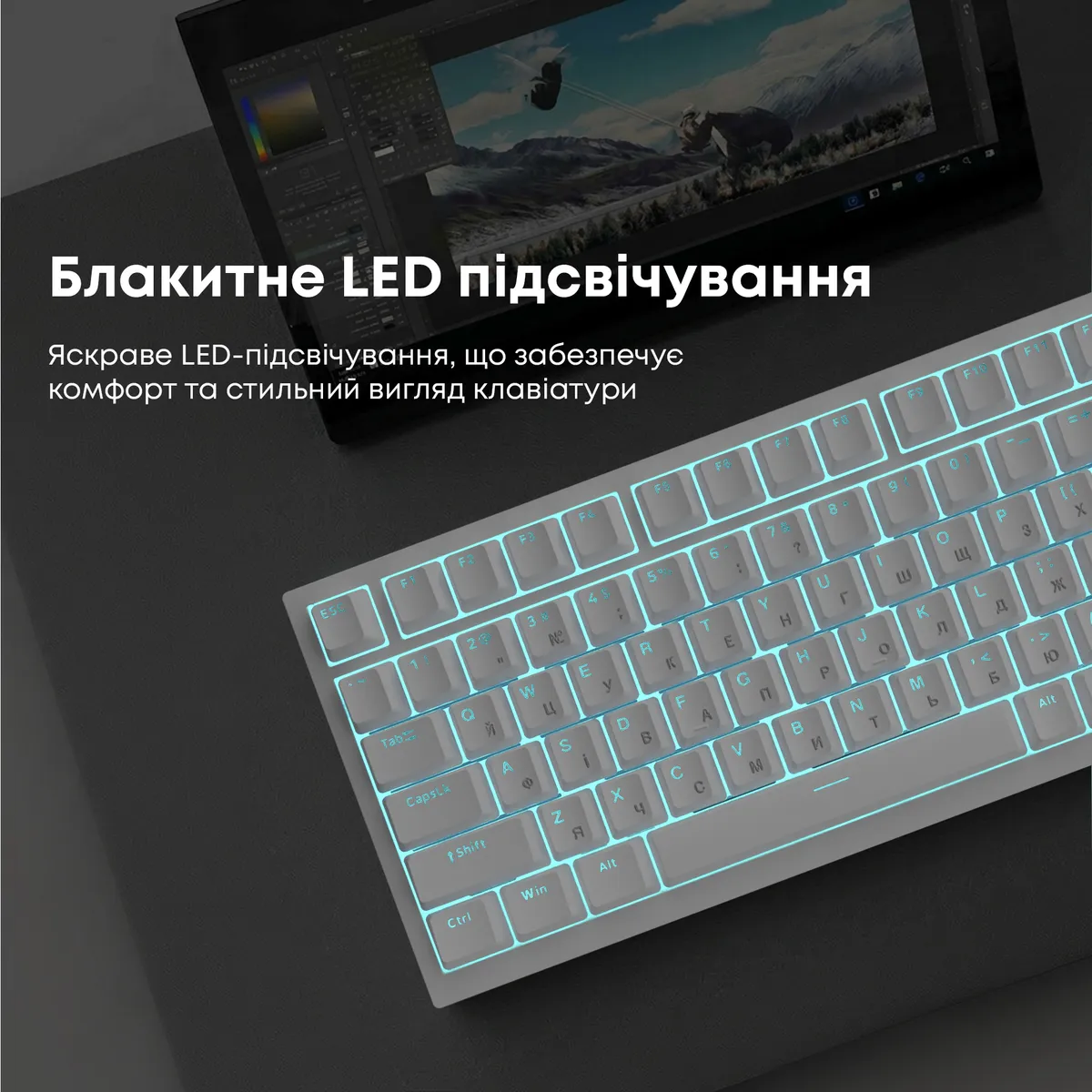 Клавіатура Ajazz AK820 Red Switch White USB-C (AK820-R-W) - мініатюра 14