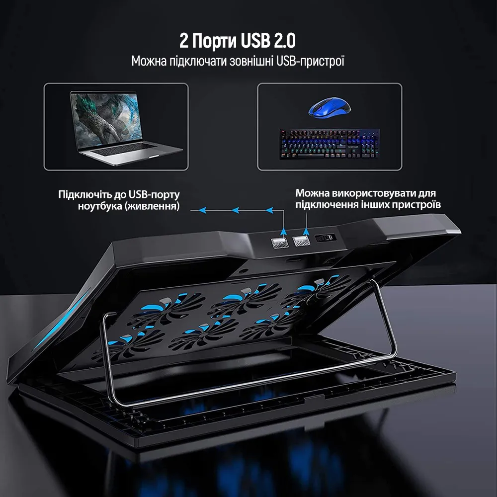 Охолоджуюча пiдставка для ноутбука ColorWay Cooling Laptop Q3, 10-17” (CW-CLQ3) - мініатюра 8