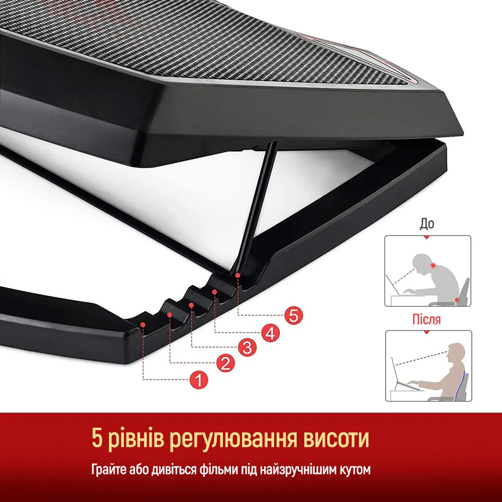 Охолоджуюча пiдставка для ноутбука ColorWay Cooling Game Pro H1, 10-17” (CW-CGPH1) - мініатюра 6