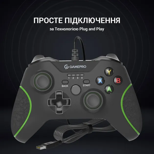 Геймпад GamePro MG450B PC/PS3/Android Black-Green (MG450B) - мініатюра 10