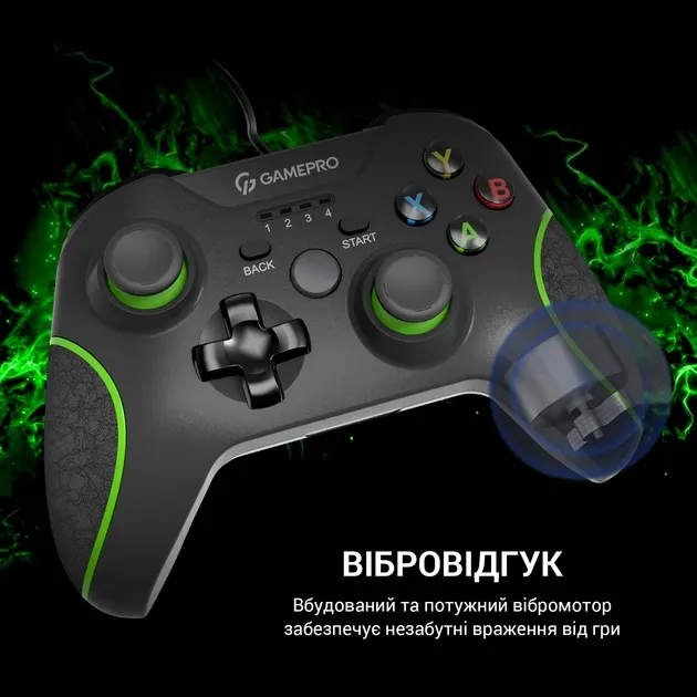 Геймпад GamePro MG450B PC/PS3/Android Black-Green (MG450B) - мініатюра 11