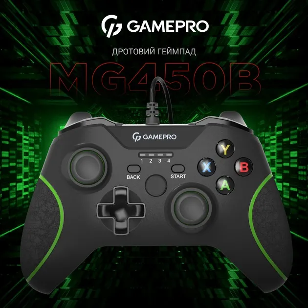 Геймпад GamePro MG450B PC/PS3/Android Black-Green (MG450B) - мініатюра 6