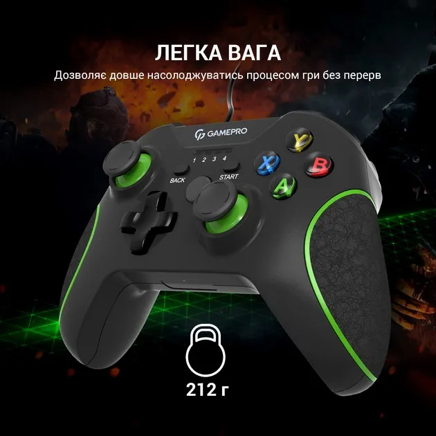 Геймпад GamePro MG450B PC/PS3/Android Black-Green (MG450B) - мініатюра 9