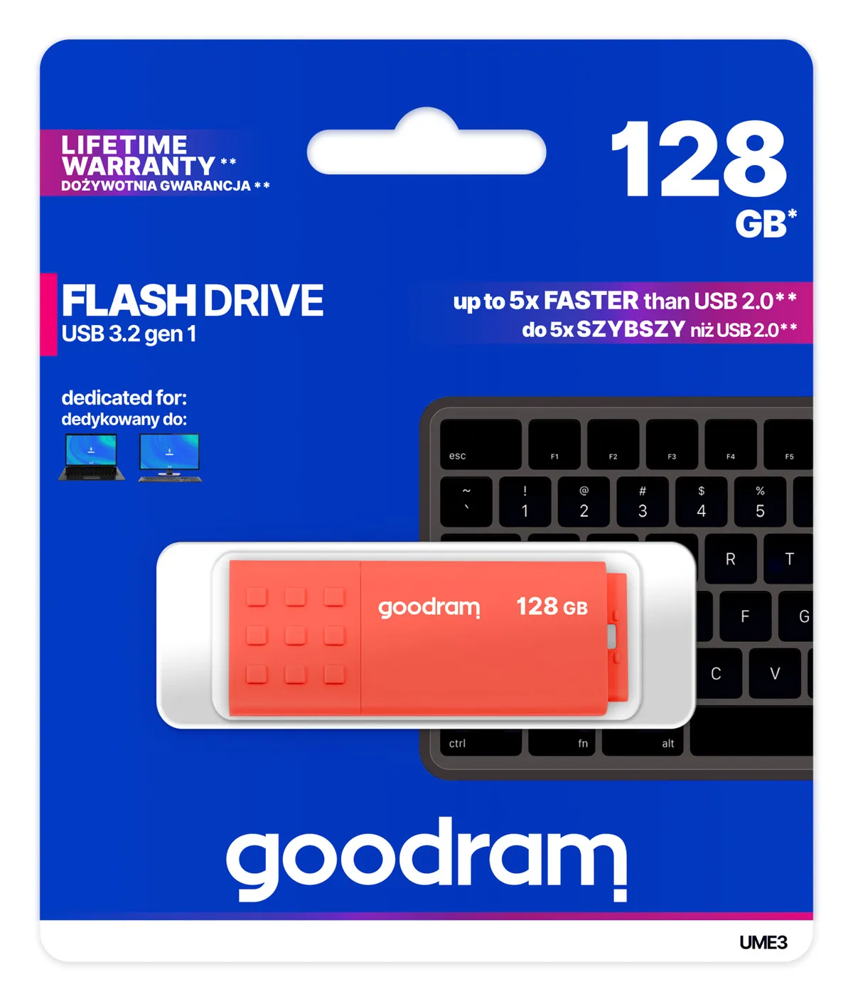 Флеш-накопичувач USB3.2 128GB Goodram UME3 Orange (UME3-1280O0R11) - мініатюра 6