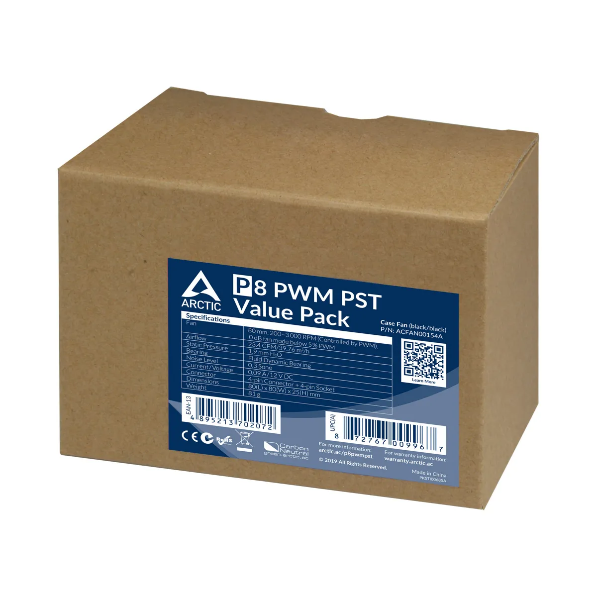 Вентилятор Arctic P8 PWM PST Black - 5 Pack (ACFAN00154A) - мініатюра 3