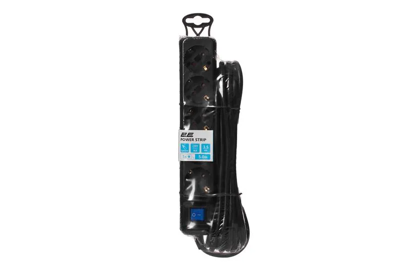 Фільтр живлення 2Е (2E-U05ES15M5BK) 5хSchuko, 5 м, чорний - мініатюра 6