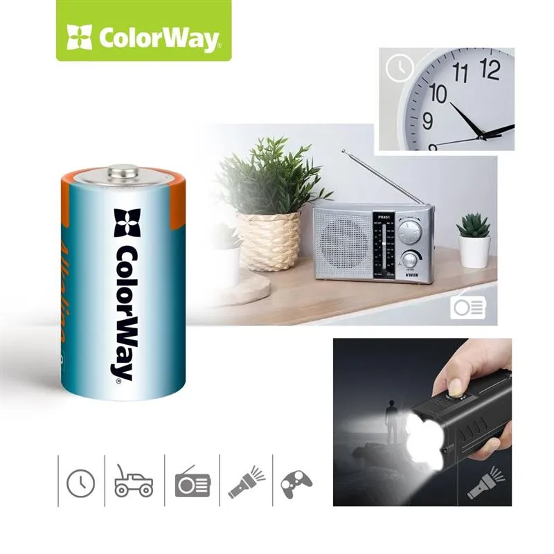 Батарейка ColorWay Alkaline Power D/LR20 BL 2шт - мініатюра 3