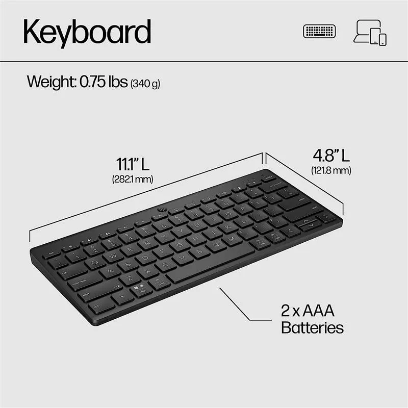 Клавіатура беспроводная HP 350 Compact Multi-Device BT Black (692S8AA)  - мініатюра 11