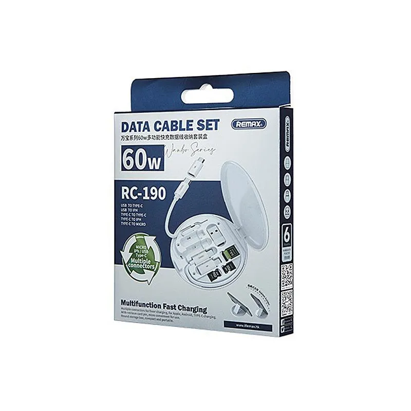 Кабель Remax Wanbo Series з кейсом і перехідниками 6в1 60W White (RC-190) - мініатюра 7