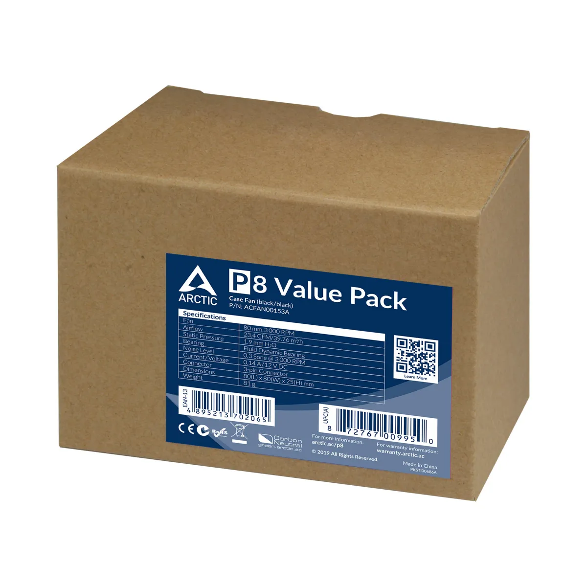Вентилятор Arctic P8 Black - 5 Pack (ACFAN00153A) - мініатюра 4
