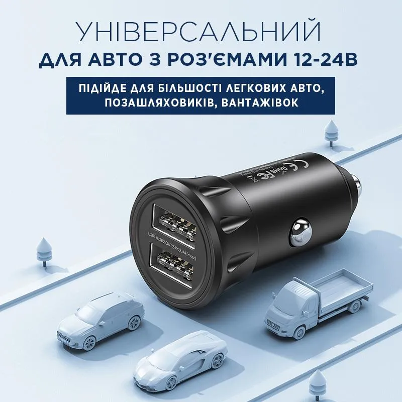 Автомобільний зарядний пристрій Remax Vanguard Series 2xUSB 2.4A Black (RCC-236) - мініатюра 5