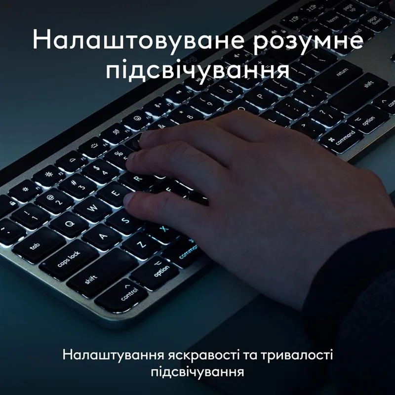 Клавiатура бездротова Logitech MX Keys S for Mac Pale Grey (920-011638) - мініатюра 12