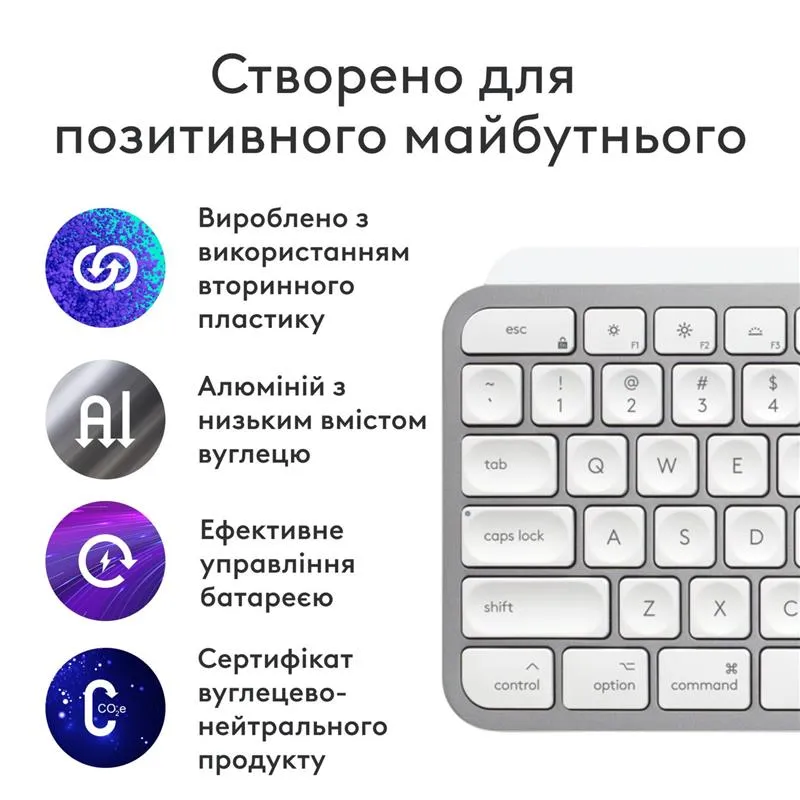 Клавiатура бездротова Logitech MX Keys S for Mac Pale Grey (920-011638) - мініатюра 5