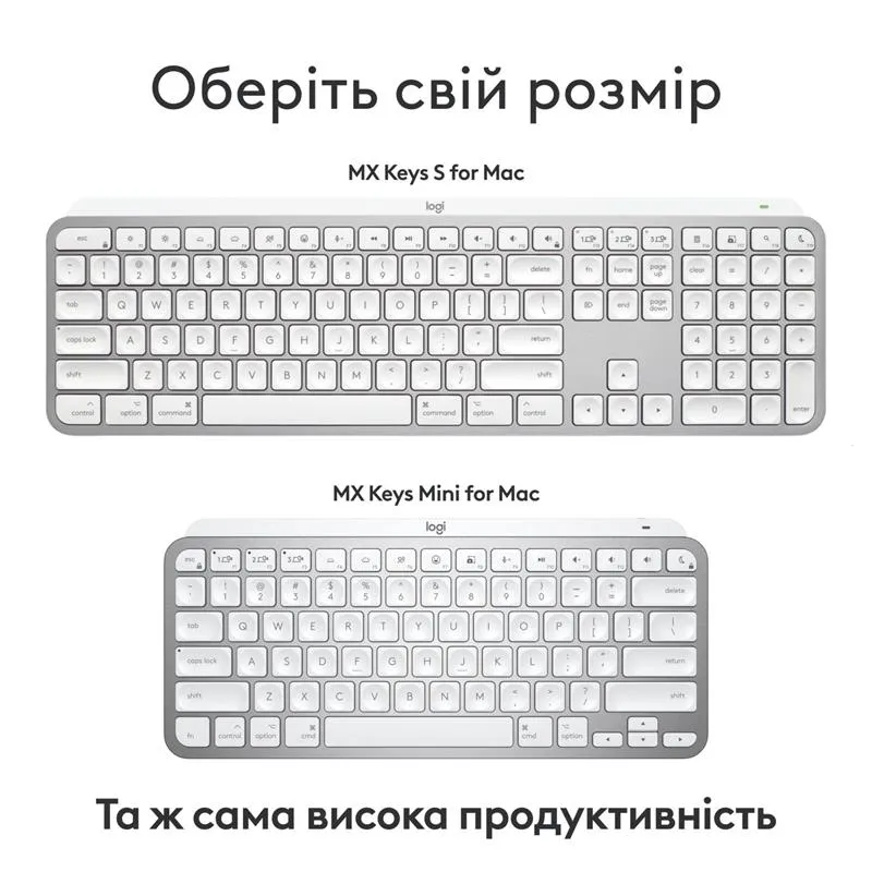 Клавiатура бездротова Logitech MX Keys S for Mac Pale Grey (920-011638) - мініатюра 6