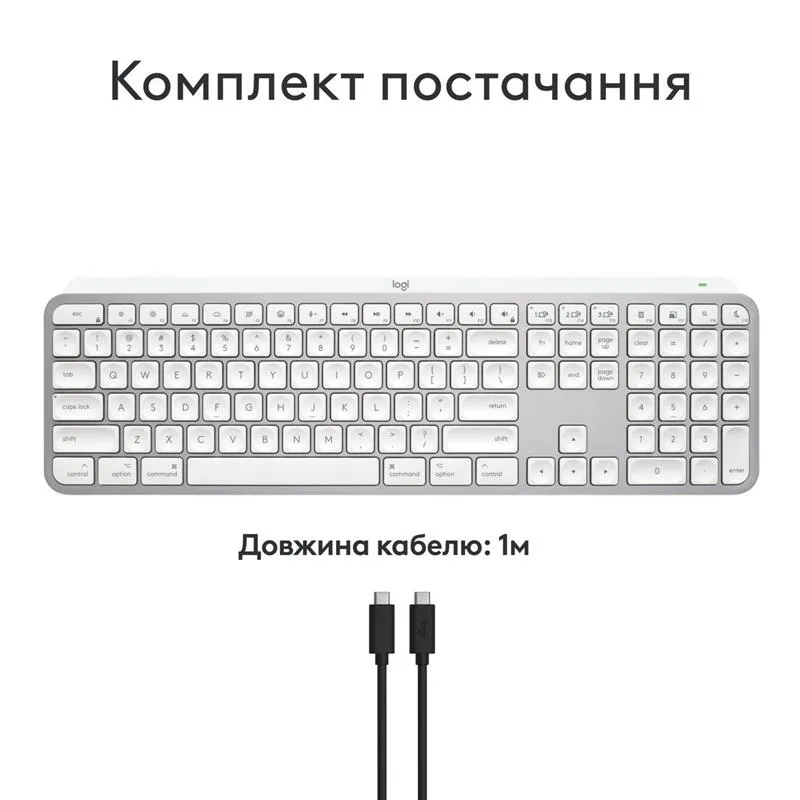 Клавiатура бездротова Logitech MX Keys S for Mac Pale Grey (920-011638) - мініатюра 7