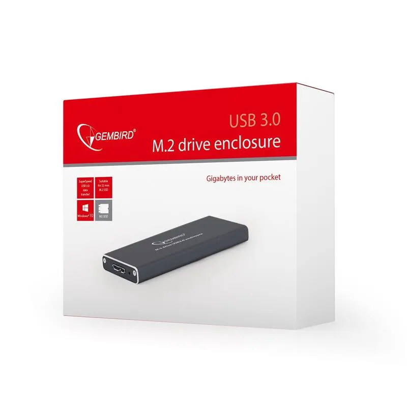Зовнішня кишеня Gembird для підключення SSD M.2, USB 3.0, алюміній, Black (EE2280-U3C-01) - мініатюра 5