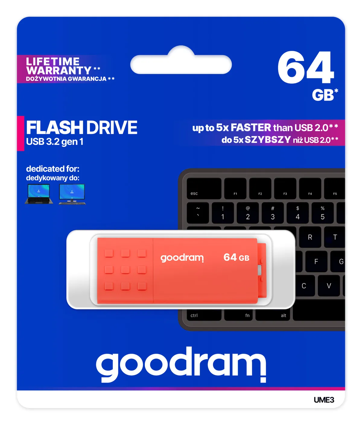 Флеш-накопичувач USB3.2 64GB Goodram UME3 Orange (UME3-0640O0R11) - мініатюра 6