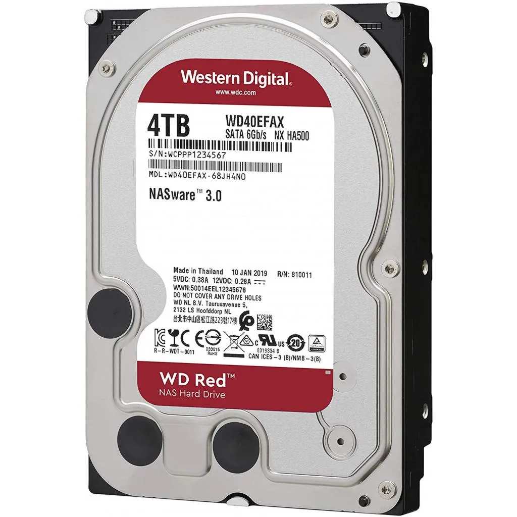 Накопичувач HDD SATA 4.0TB WD Red 5400rpm 256MB (WD40EFAX) - зображення 1